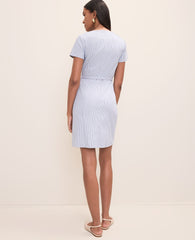 Ann Taylor Ocean Oasis Stripe Striped Crew Neck Flare Dress