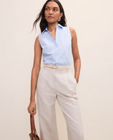 Ann Taylor Vista Blue Striped Sleeveless Essential Shirt
