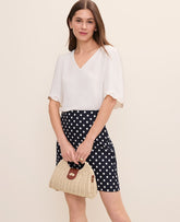 Ann Taylor Winter White Embroidered Mixed Media Top
