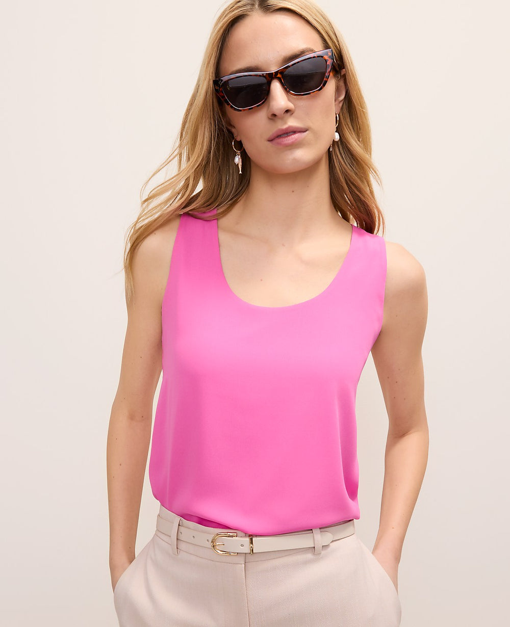 Ann Taylor Rhododendron Mixed Media Tank Top