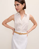 Ann Taylor Baguette Striped Sleeveless Essential Shirt