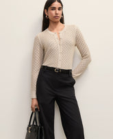 Ann Taylor Sail Cloth Metallic Pointelle Stitch Ann Cardigan