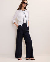 Ann Taylor White/Black Multi Tipped Ann Cardigan