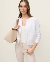 Ann Taylor White Floral Jacquard Ann Cardigan