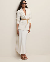 Ann Taylor Winter White The Fitted Long Blazer in Fluid Crepe