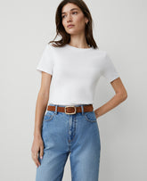 Ann Taylor White Weekend Crew Neck Tee