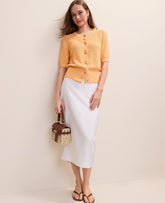 Ann Taylor White The Clean Midi Skirt in Linen Blend