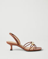 Ann Taylor Smoked Paprika Leather Embellished Kitten Heel Sandal