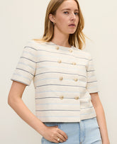 Ann Taylor Feather The Short Sleeve Crew Neck Jacket in Tweed