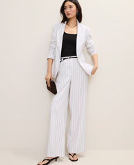 Ann Taylor White The Pinstripe Wide-Leg Pant in Linen Blend