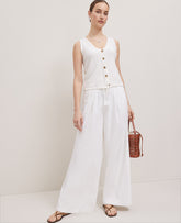 Ann Taylor White Weekend Easy Fit Wide-Leg Pant in Linen Blend