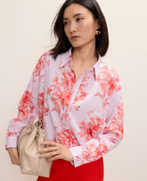 Ann Taylor Aperol Floral Linen Button Down Shirt