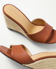 Ann Taylor Smoked Paprika Leather Straw Wedge Sandal
