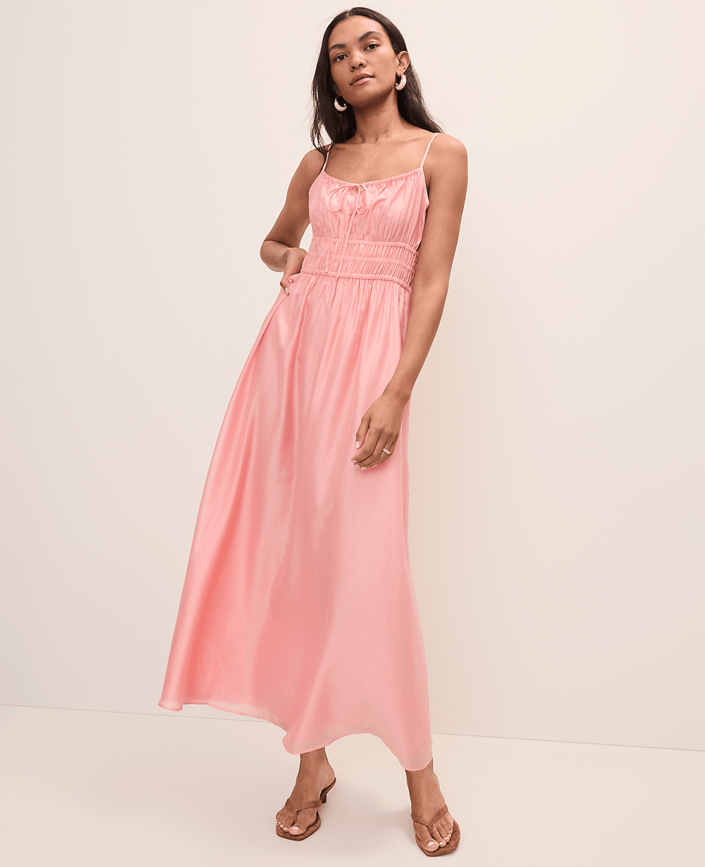 Ann Taylor Light Coral Spice Weekend Gathered Maxi Dress