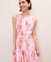 Ann Taylor Aperol Floral Belted Flare Dress