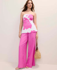 Ann Taylor Rhododendron Floral Strapless Tunic Top