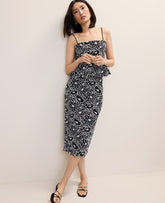 Ann Taylor Black Embroidered Column Midi Skirt