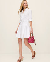 Ann Taylor White Belted Collared Shirtdress