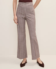 Ann Taylor Brown/White Check The Gingham Side Zip Flare Pant
