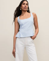Ann Taylor Coastal Glow Linen Blend Peplum Tank Top