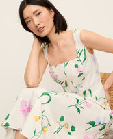 Ann Taylor Winter White Floral Flare Midi Dress