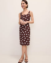 Ann Taylor Rich Walnut Polka Dot Square Neck Sheath Dress