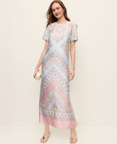 Ann Taylor Multi Satin Paisley Maxi Dress