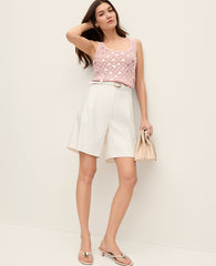 Ann Taylor Rose Veil Sequin Pointelle Sweater Tank Top