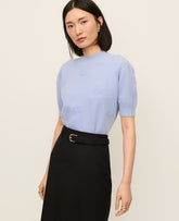 Ann Taylor Blue Hydrangea Daisy Appliqué Sweater Tee