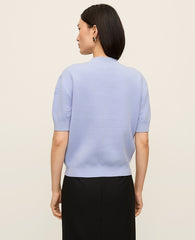 Ann Taylor Blue Hydrangea Daisy Appliqué Sweater Tee
