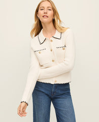 Ann Taylor Winter White Ribbed Sweater Jacket