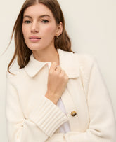 Ann Taylor Winter White Weekend Collared Cardigan