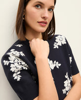 Ann Taylor Night Sky Floral Jacquard Sweater Tee