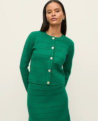 Ann Taylor Lush Lawn Striped Scalloped Cardigan