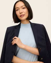 Ann Taylor Cashmere Blue Mock Neck Sweater Tee