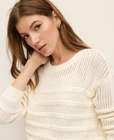 Ann Taylor Winter White Weekend Textured Pointelle Sweater