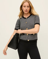Ann Taylor Black/White Multi Geo Stitch Cardigan