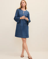 Ann Taylor Arabella Wash Weekend Split Collar Denim Shift Dress