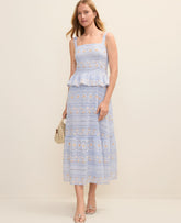 Ann Taylor Crystal Lavender Eyelet Peplum Midi Dress
