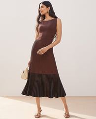 Ann Taylor Rich Walnut Colorblock Midi Sweater Dress