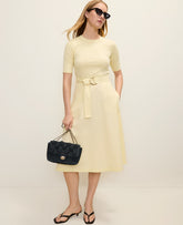 Ann Taylor Yellow Buttercream Mixed Media Flare Midi Dress