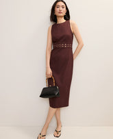 Ann Taylor Rich Walnut Halter Sheath Dress in Linen Blend