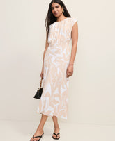 Ann Taylor Sail Cloth Floral Gathered Midi Dress