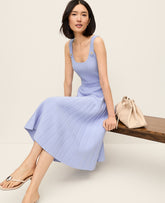 Ann Taylor Blue Hydrangea Button Ribbed Sweater Dress