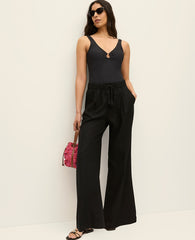 Ann Taylor Black Weekend Easy Fit Wide-Leg Pant in Linen Blend