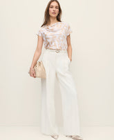 Ann Taylor Winter White The Pleated Wide-Leg Pant in Textured Crepe