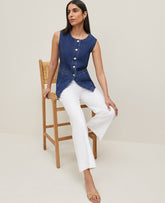 Ann Taylor White The Flare Ankle Pant in Linen Blend