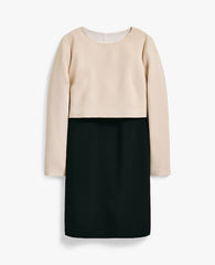 Ann Taylor Ivory Whisper Colorblock Crew Neck Shift Dress