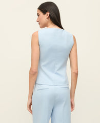 Ann Taylor Cashmere Blue The Cutaway Square Neck Vest in Doubleweave