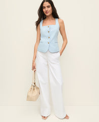 Ann Taylor Cashmere Blue The Cutaway Square Neck Vest in Doubleweave